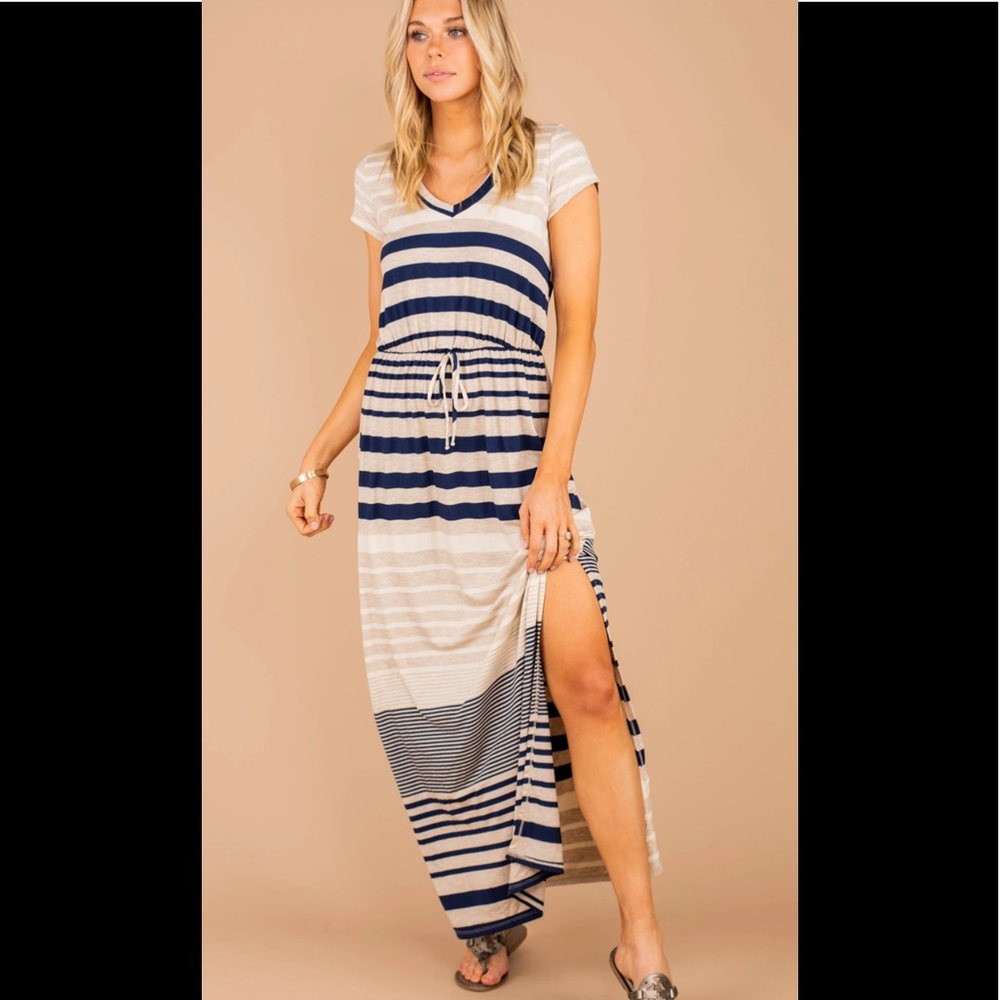 Never worn blue and beige maxi